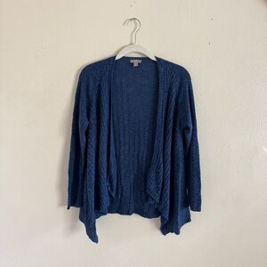 J. Jill Linen Cotton Open Front Cardigan Blue XS